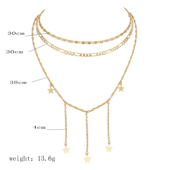 Stars Gold Necklace, Gift for Her, Stars Silver Pendant, Rose Gold Star Necklace - Picture 4 of 6